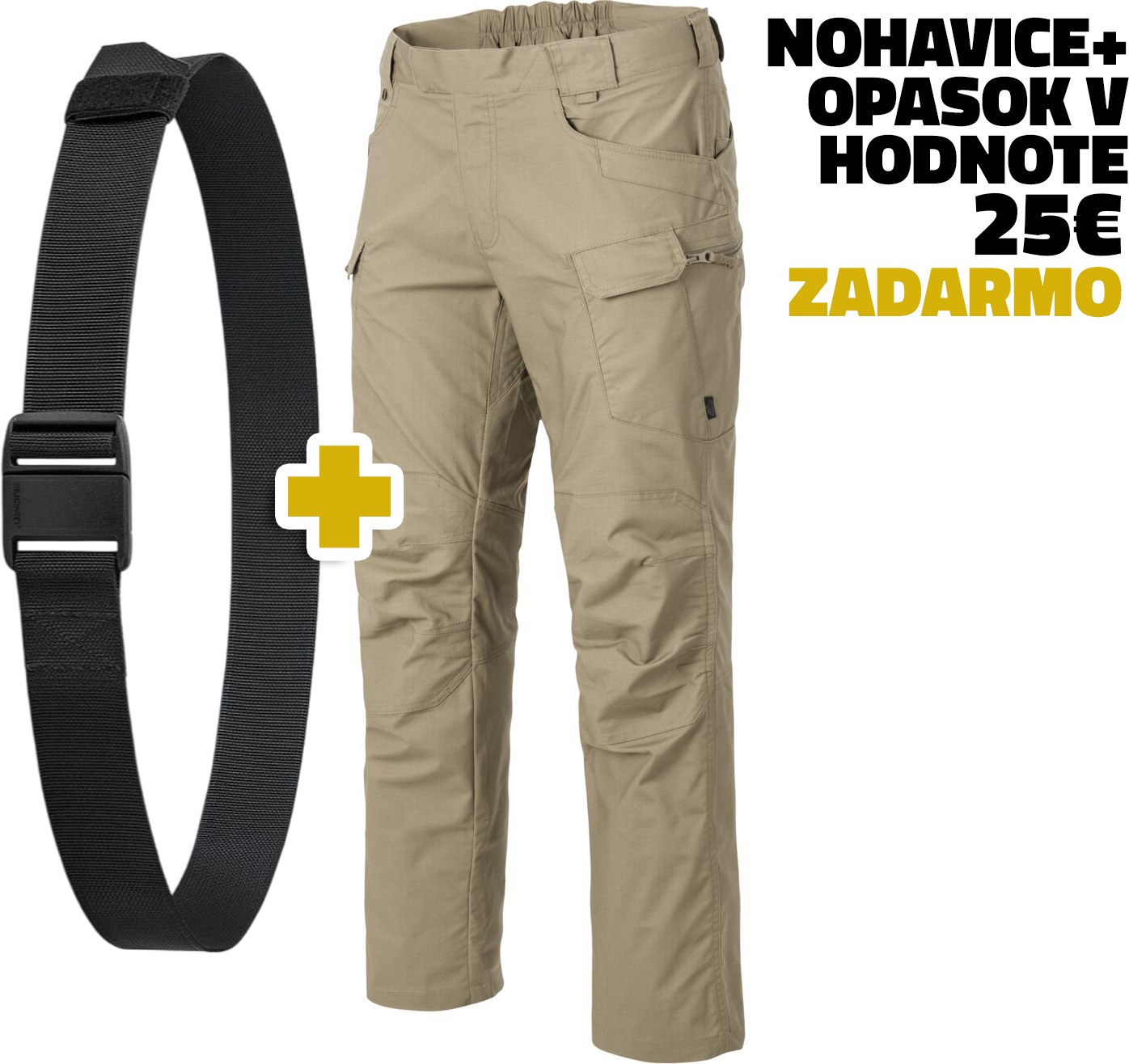 HELIKON Dlhé nohavice UTP PolyCotton Stretch RipStop + opasok EDC Magnetic belt  - khaki (SP-UTL-SP-13)