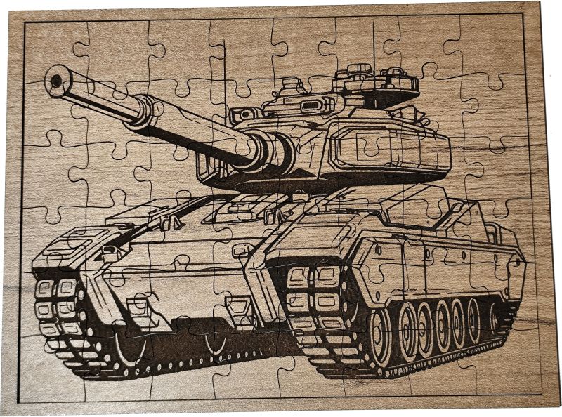 Muničák Drevené puzzle, tank