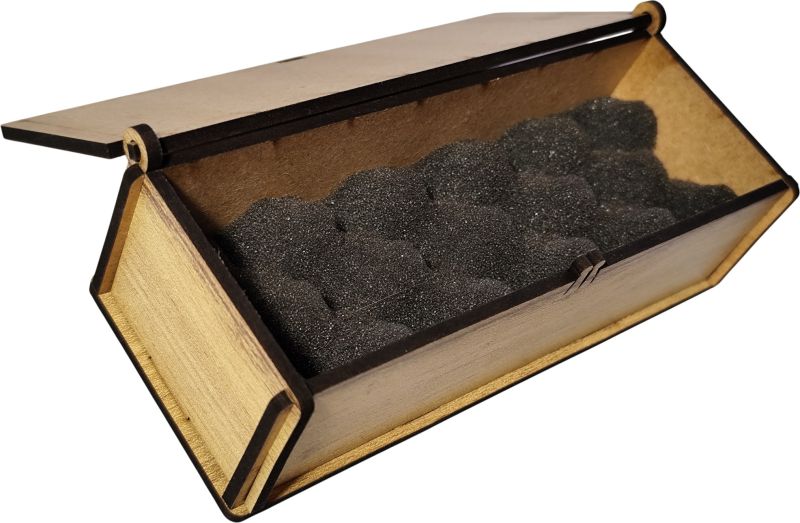 Municák box na zatvárací nožík, vlk+hory v1, dub zlatý